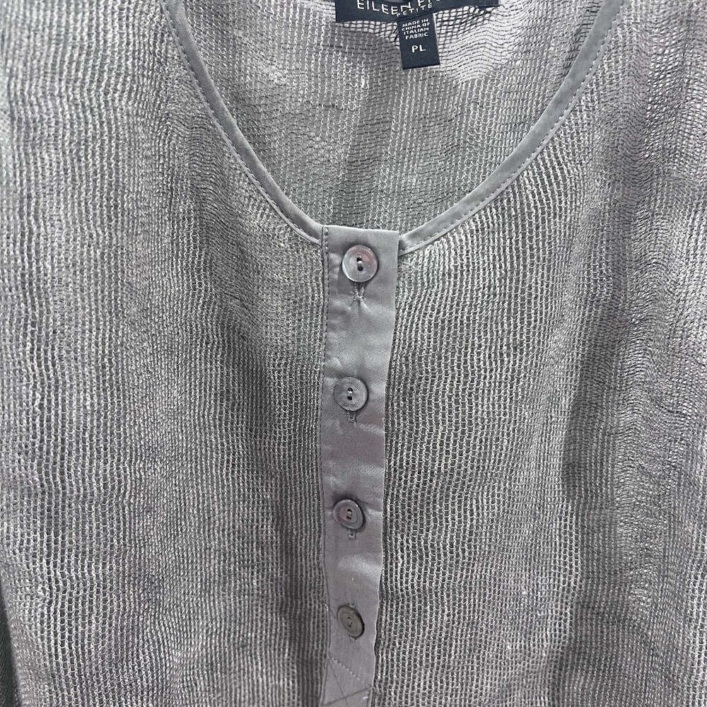 Eileen Fisher Tank Top Women's PL Gray Sheer Lightweight
